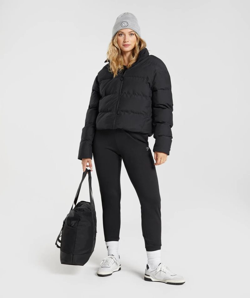 Women's Gymshark Puffer Jackets Black | NZ 6ATVIC